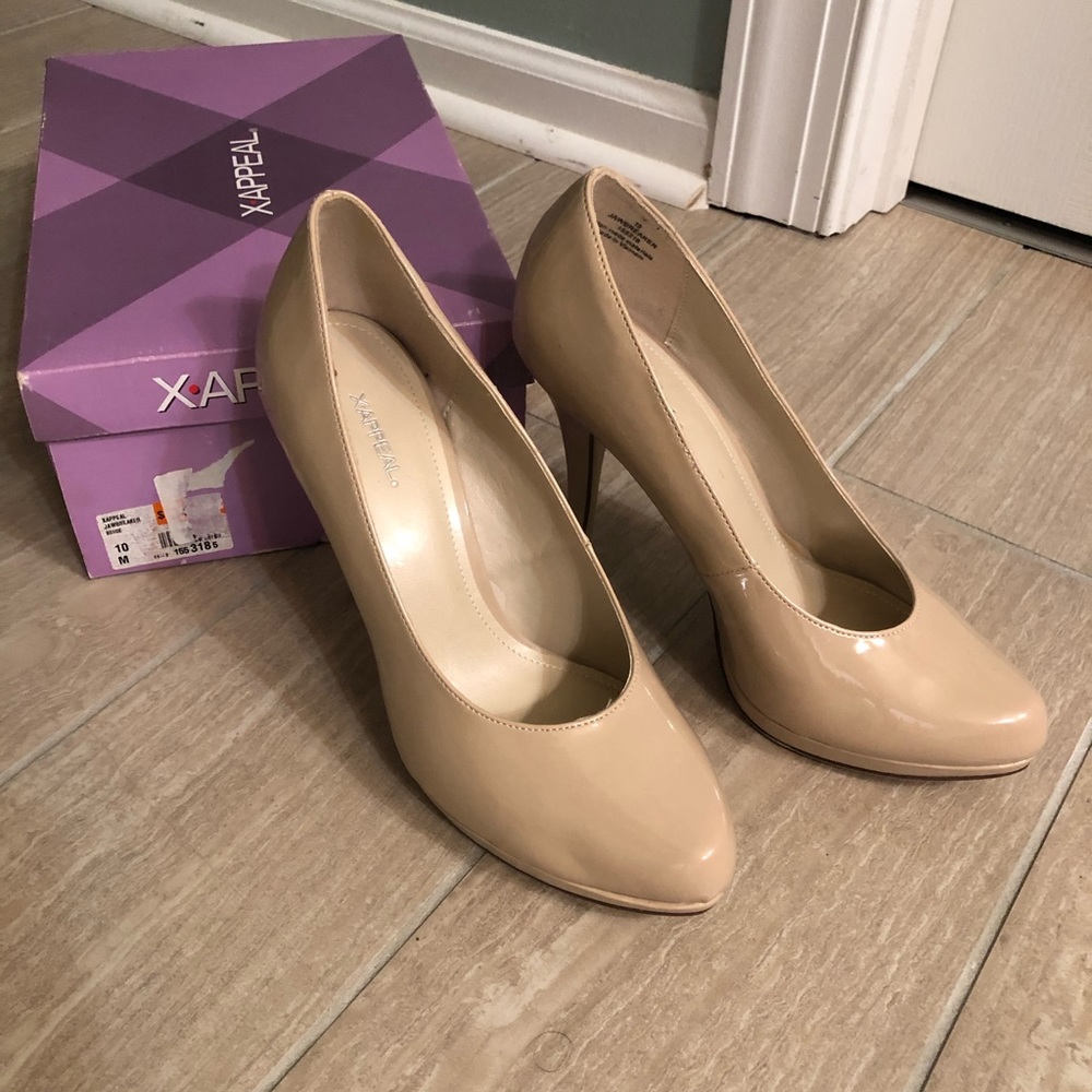 Cream color platform heels